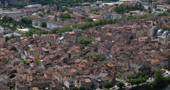 Town of Cahors from Mount Saint-Cyr, Lot department, the Occitan, France