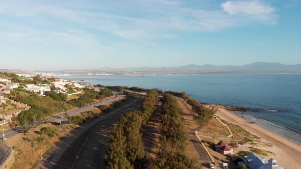 Early Morning Drone Shot of a Beach in Mosselbaai South Africa