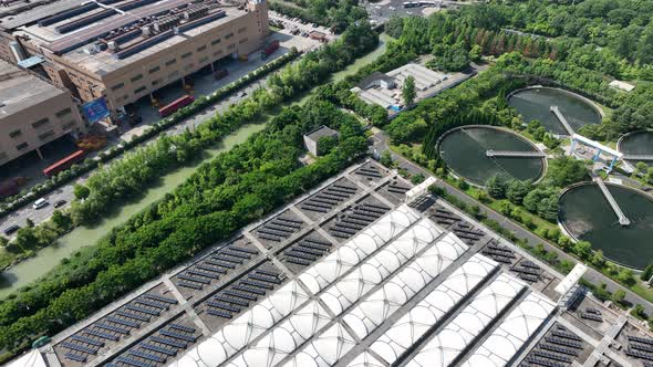 Sewage treatment plant in city