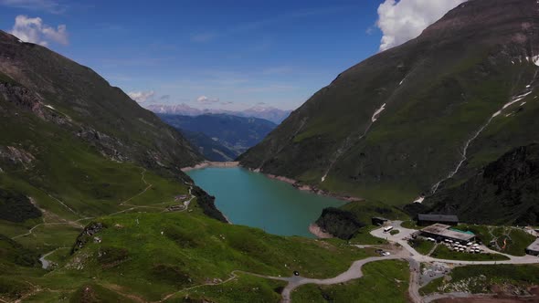 Beautiful Scenery Of Stausee Wasserfallboden At Kaprun Municipality, Salzburg, Austria. ascending dr