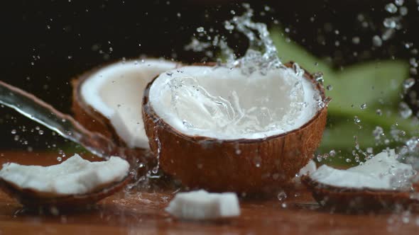 Coconut water splashing in super slow motion, shot with Phantom Flex 4K