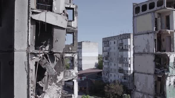 Borodyanka Ukraine  a Destroyed Building During the War Bucha District