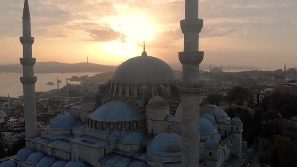 Aerial view of Suleymaniye Mosque in Fatih, Istanbul, Turkey