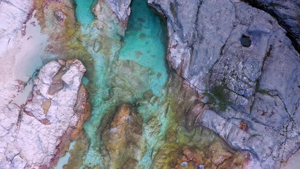 Flight above River in the Triglav National Park