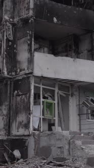 Vertical Video of a House Destroyed By the War in Ukraine