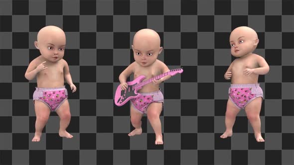 Babies Playing Guitar And Listen alt