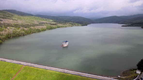 Aerial view of Starina reservoir in Slovakia