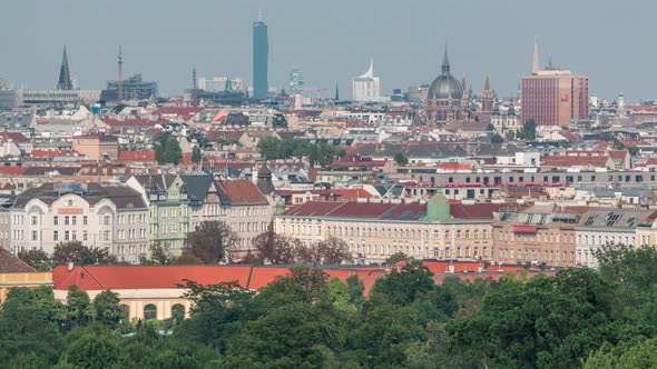 Aerial Panoramic View of Vienna City Timelapse From the Schonbrunn Tiergarten