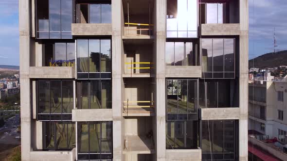 Building Construction And Crane Vertical Aerial View