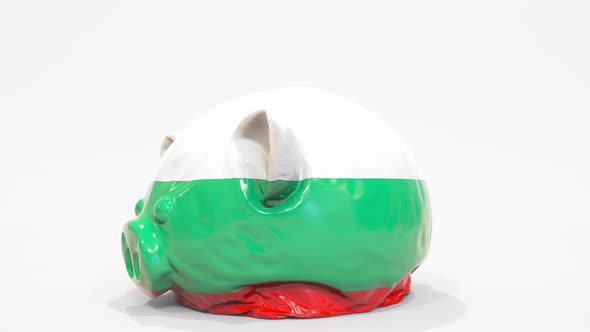 Deflating Piggy Bank with Printed Flag of Bulgaria alt