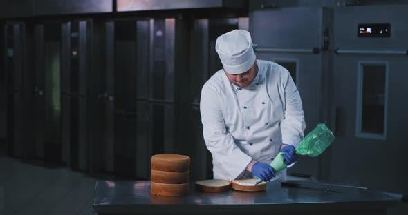 A Large Bearded Man with a Bakers Uniform, Blue