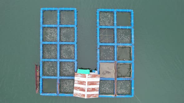 Aerial View of Fish Farms in Norway
