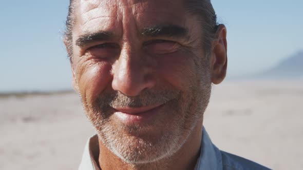 Portrait of a senior Caucasian man enjoying time on the beach