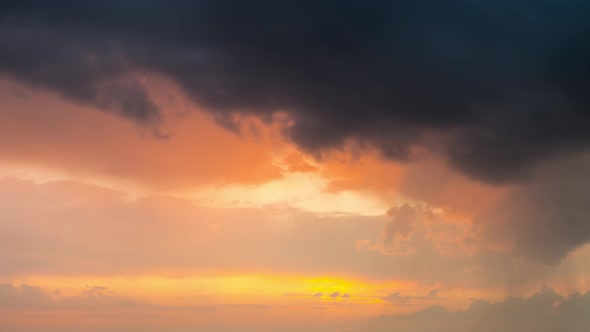 Sunset and rain clouds, time lapse