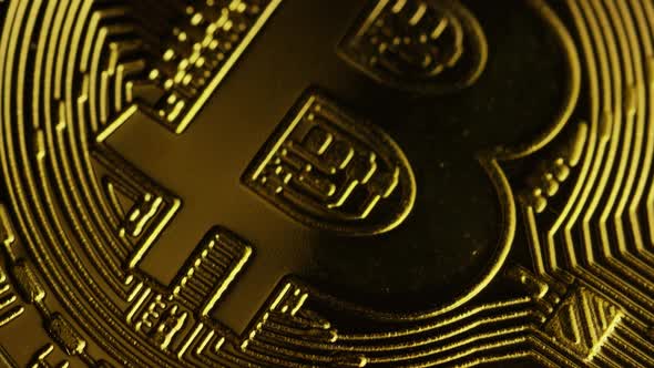 Rotating shot of Bitcoins