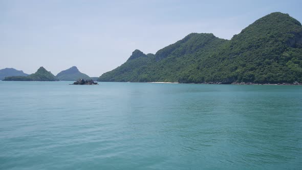Group of Islands in Ocean at Ang Thong National Marine Park Near Touristic Samui Paradise Tropical