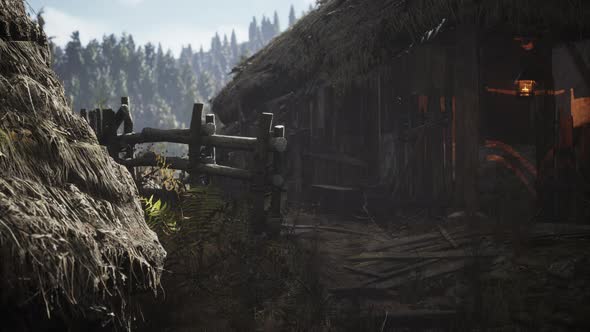 Old Retro Village in Pine Forest alt