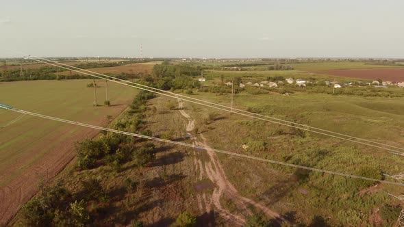 Feeding High Voltage Power Through a Power Line Into the Countryside