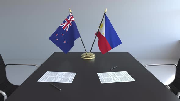 Flags of New Zealand and Philippines and Papers alt