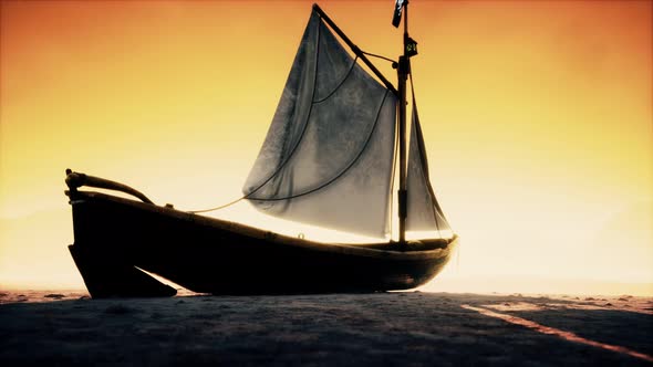 Fishing or Fisherman Boat Abandoned in Desert