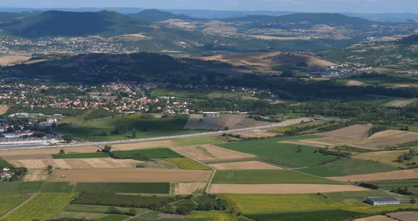 The countryside and Gergovie from the Gergovie plateau, Puy-de-Dome, Auvergne, France
