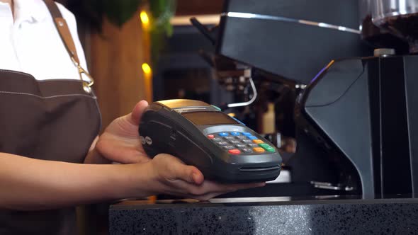 Hand Pay With Credit Card In Cafe Bar