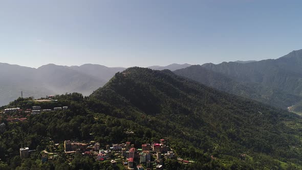 Pelling in India in the state of Sikkim seen from the sky