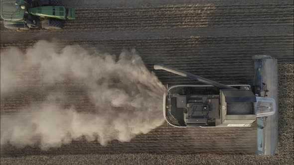 Combine Harvesting Wheat Top View of a Wheatfield