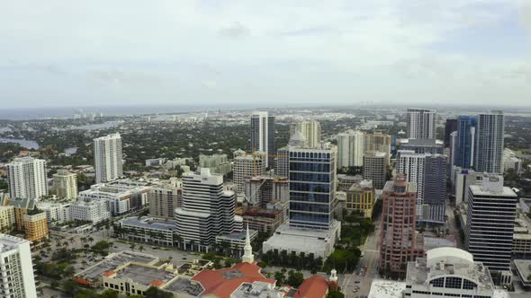 Drone Orbit Around Downtown Fort Lauderdale Fl Usa