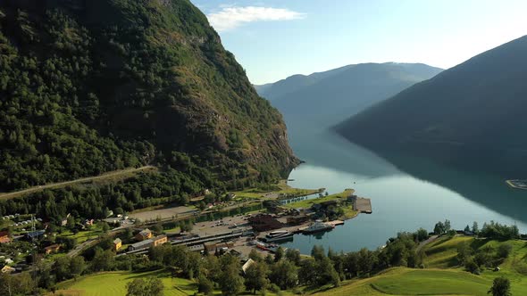 Aurlandsfjord Town Of Flam at Dawn