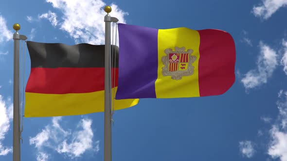 Germany Flag Vs Andorra On Flagpole