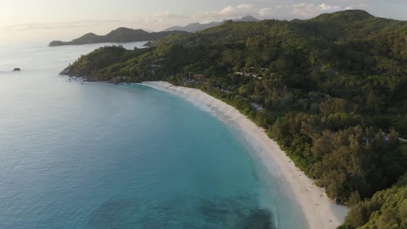 Aerial view of beautiful coastline, GrandAnse Mahe, Seychelles.