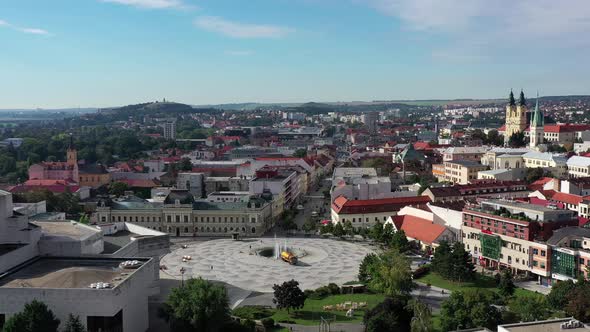 Aerial view of the center of Nitra in Slovakia