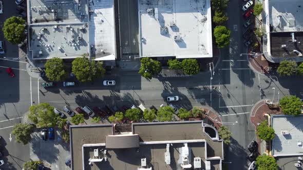 aerial drone headshot view of San Mateo city, California, USA. highway traffic view. 4k videos.