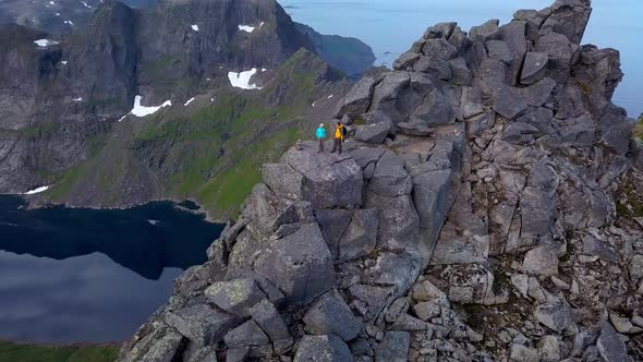 Aerial View of Tourists on Peak