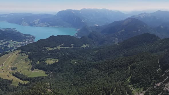 Aerial of Schafberg Summit Upper Austria