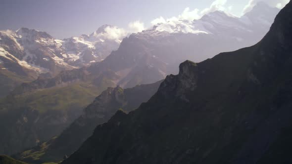 Panning shot of the beautiful Swiss alps