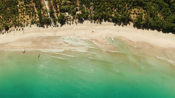 Tropical Beach with White Sand View From Above