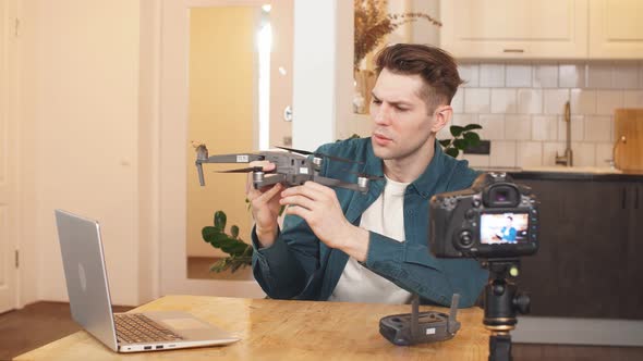 Young Man Conducts an Online Broadcast for His Subscribers Directly From Home During the Quarantine