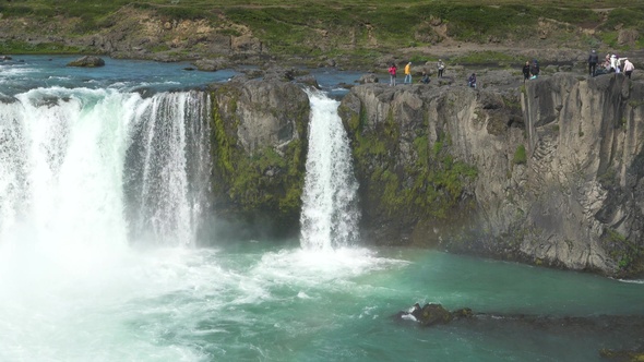 Iceland.  Idyllic view of beautiful Godafoss waterfall. Icelandic waterfall on the North of island.