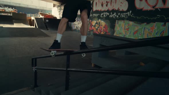 Active Teenager Skateboarding at Skate Park