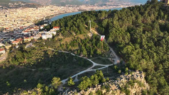 Paragliding aerial view 4 K Turkey Alanya