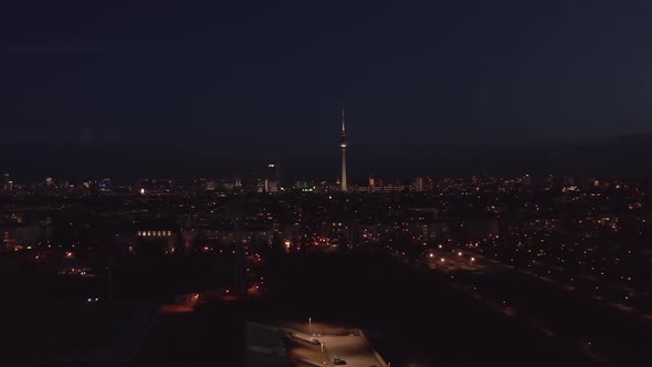 Flight Over Urban Neighbourhood at Night