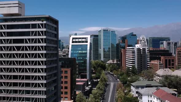 Aerial footage moving fast trough buildings