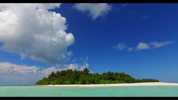 Aerial top view seascape of luxury coast beach vacation by blue sea and white sand background of a p