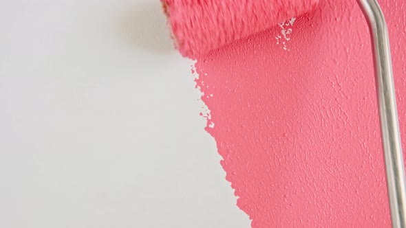 Abstract Brushstrokes of Pink Paint Brush Applied Isolated on a White Background