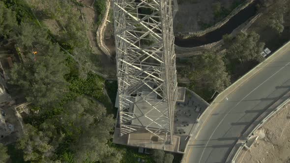 Aerial Shot over over a communications tower