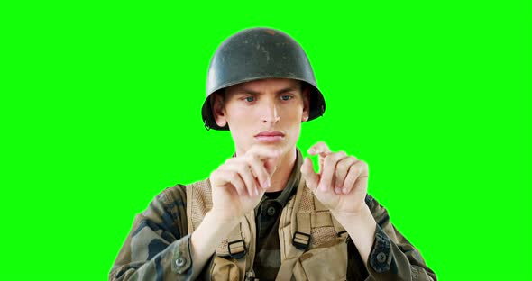 Soldier using digital screen