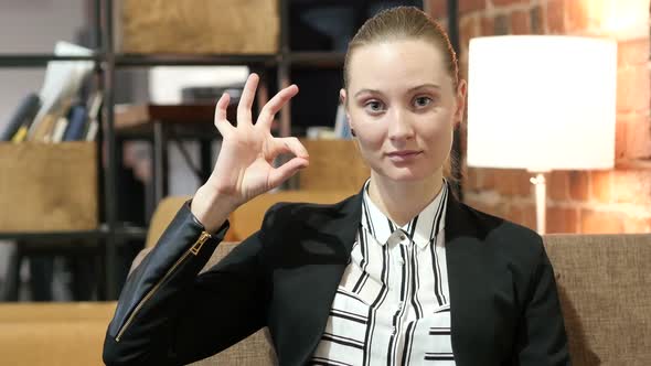 Business Woman Showing Ok Sign, Indoor