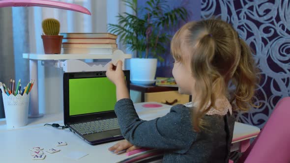 Online Kids Distance Remote Education Children Elearning Lesson Child Girl Pupil Doing Homework